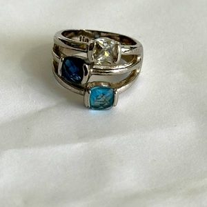 Lia Sophia Vintage Blue Bayou Silver Toned Ring Size 6